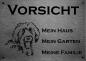 Preview: Edelstahl Warnschild Labradoodle VORSICHT Mein Haus mein Garten meine Familie